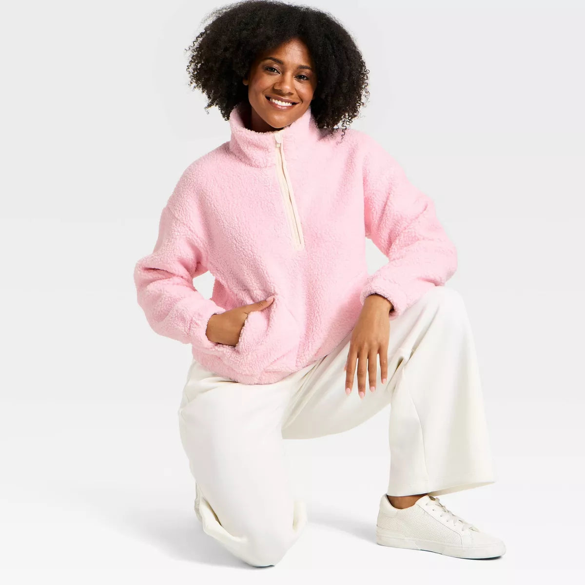 Women's High Pile Fleece 1/2 Zip Pullover Jacket