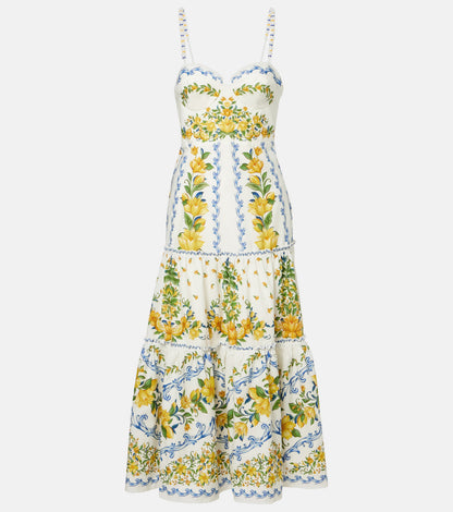 Sicily Printed Cotton Midi Dress